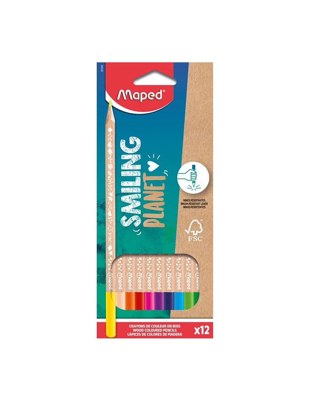Ξυλομπογιές Maped 12χρ Smiling Planet FSC