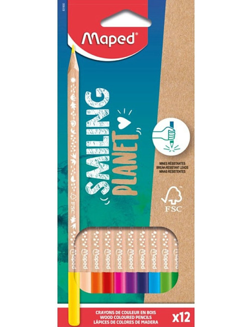 Ξυλομπογιές Maped 12χρ Smiling Planet FSC