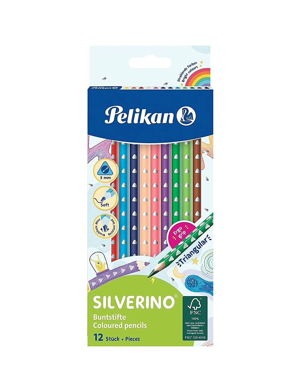 Ξυλομπογιές Pelikan 12χρ Τριγωνική Silverino