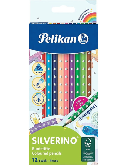 Ξυλομπογιές Pelikan 12χρ Τριγωνική Silverino