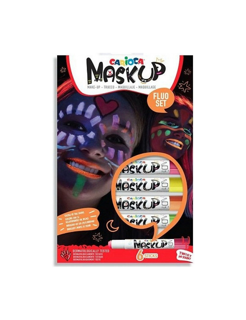 Μαρκαδόροι για το Πρόσωπο Carioca Mask Up Neon Set 6χρ