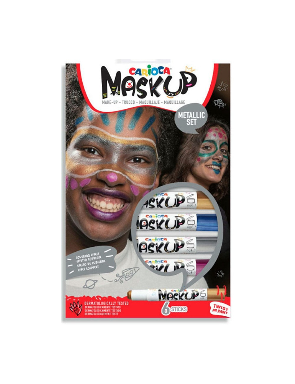 Μαρκαδόροι για το Πρόσωπο Carioca Mask Up Metallic Set 6χρ