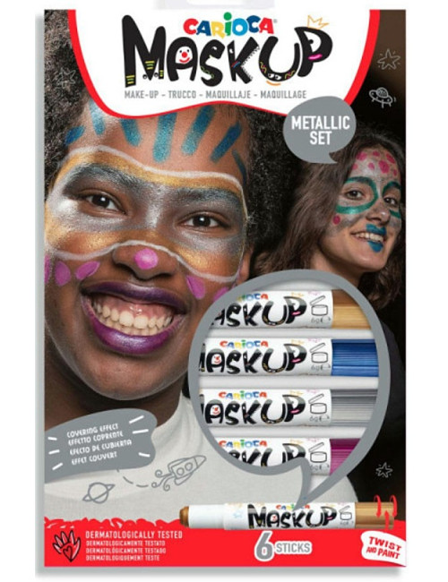 Μαρκαδόροι για το Πρόσωπο Carioca Mask Up Metallic Set 6χρ