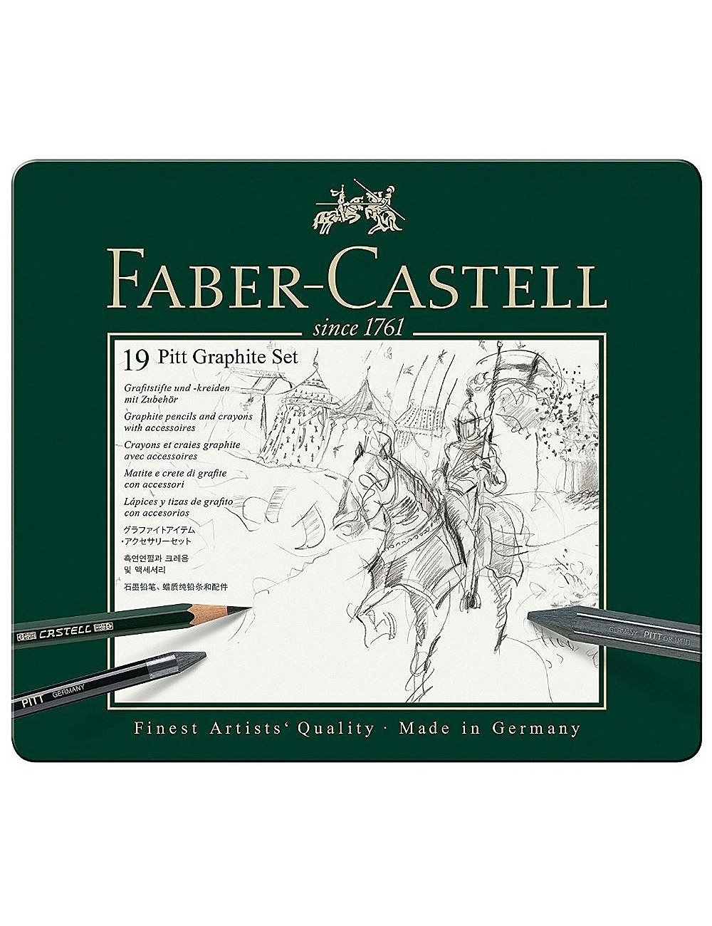 Μολύβια Σχεδίου Faber Castell 9000 19τ Pitt Graphite Μεταλλική Κασετίνα