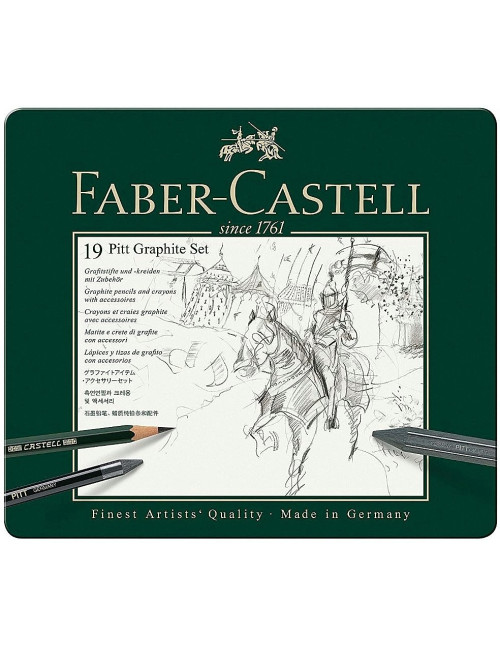 Μολύβια Σχεδίου Faber Castell 9000 19τ Pitt Graphite Μεταλλική Κασετίνα