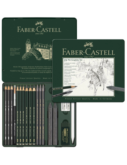 Μολύβια Σχεδίου Faber Castell 9000 19τ Pitt Graphite Μεταλλική Κασετίνα
