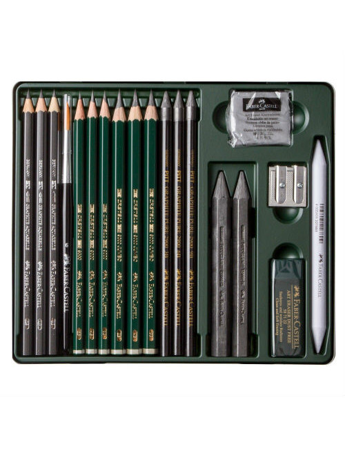 Μολύβια Σχεδίου Faber Castell 9000 19τ Pitt Graphite Μεταλλική Κασετίνα