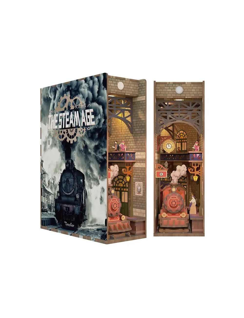 Βιβλιοστάτης Παζλ 3D Ξύλινο Book Nook The Steam Age