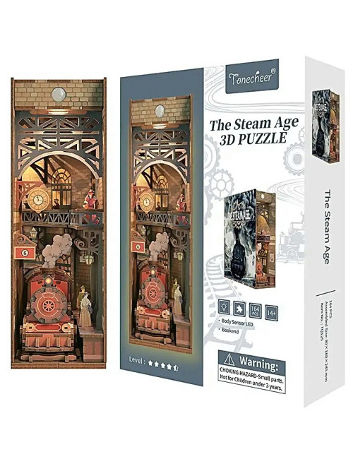 Βιβλιοστάτης Παζλ 3D Ξύλινο Book Nook The Steam Age