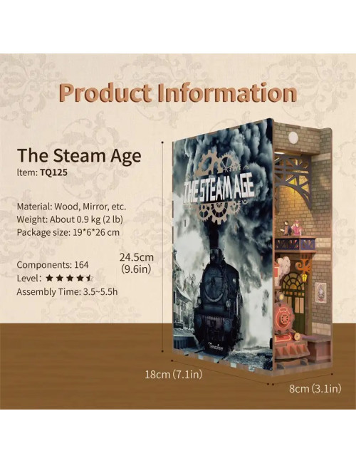 Βιβλιοστάτης Παζλ 3D Ξύλινο Book Nook The Steam Age