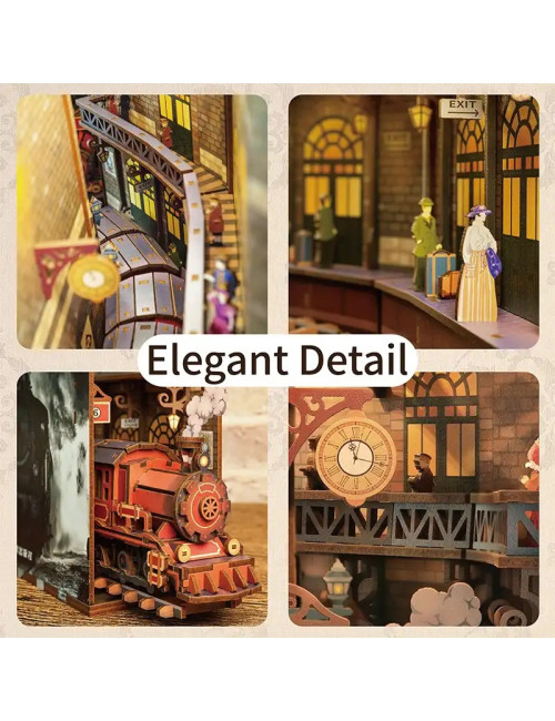 Βιβλιοστάτης Παζλ 3D Ξύλινο Book Nook The Steam Age