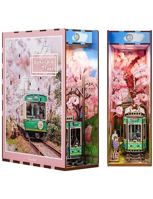 Βιβλιοστάτης Παζλ 3D Ξύλινο Book Nook Sakuras Travel
