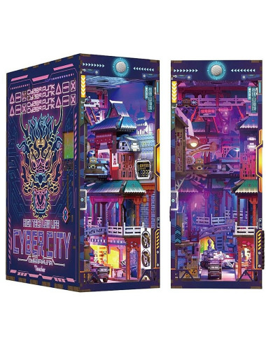 Βιβλιοστάτης Παζλ 3D Ξύλινο Book Nook Cyber ​​city