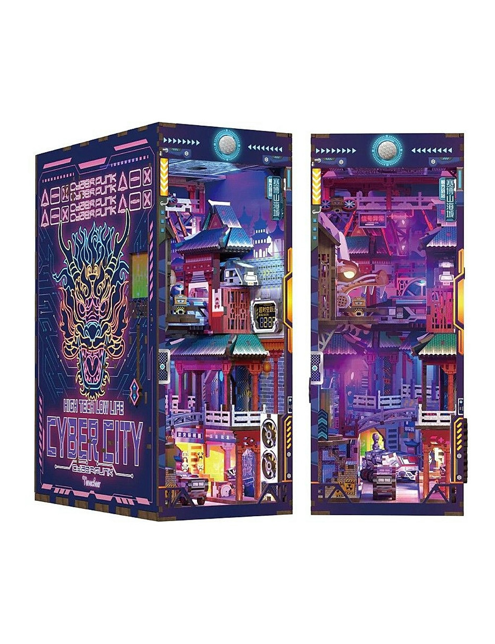 Βιβλιοστάτης Παζλ 3D Ξύλινο Book Nook Cyber ​​city