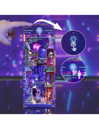 Βιβλιοστάτης Παζλ 3D Ξύλινο Book Nook Cyber ​​city