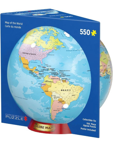 Παζλ 550κ Eurographics Map of the World Μεταλλικό Κουτί