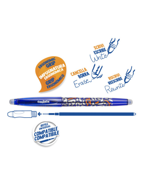 Στυλό Carioca Oops Pop Erasable 0.7 που Σβήνει Μπλε