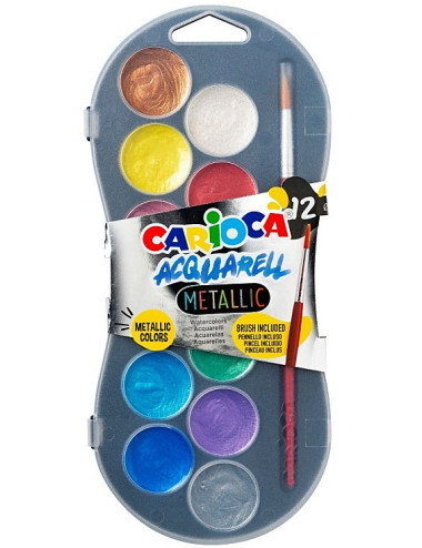 Νερομπογιές Carioca 12χρ Metallic Acquarell με Πινέλο