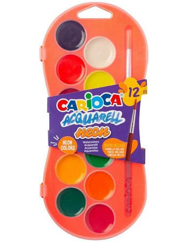 Νερομπογιές Carioca 12χρ Neon Acquarell με Πινέλο