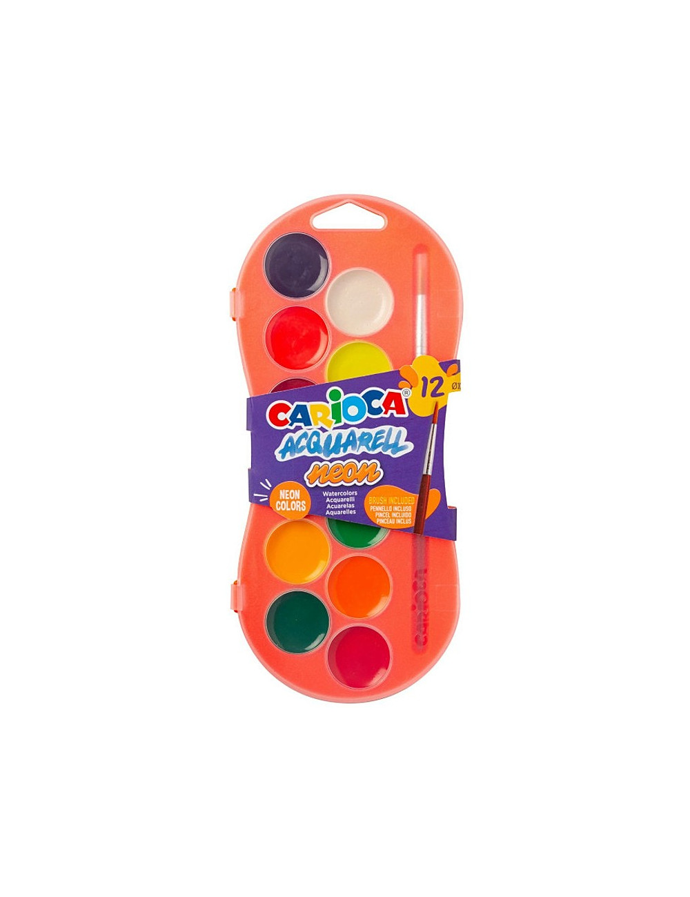 Νερομπογιές Carioca 12χρ Neon Acquarell με Πινέλο