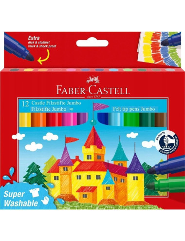 Μαρκαδόροι Faber Castell 12χρ Jumbo Washable