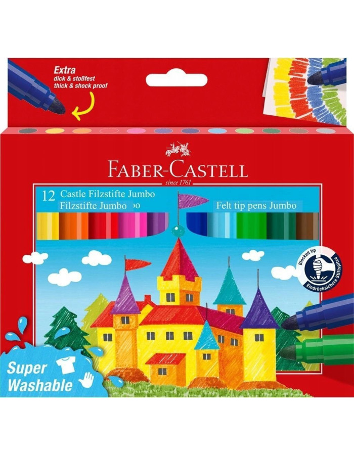 Μαρκαδόροι Faber Castell 12χρ Jumbo Washable