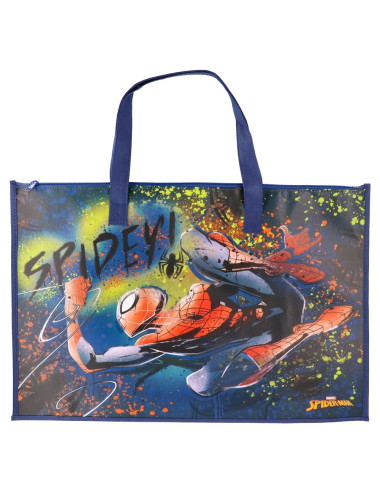 Τσάντα Καλλιτεχνικών με Φερμουαρ Statovac Spiderman Blue 42x29