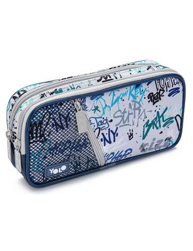 Κασετίνα Yolo Box Τριπλή Graffiti Grey
