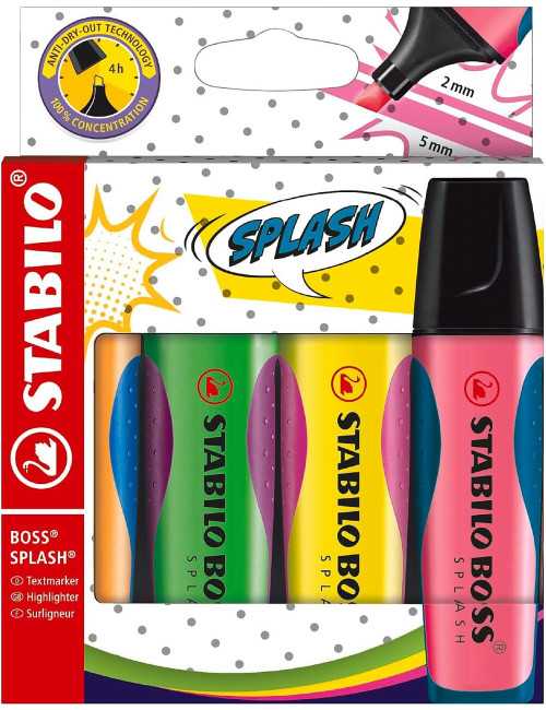 Μαρκαδόροι Stabilo Υπογράμμισης Boss Boss Splash 4χρ