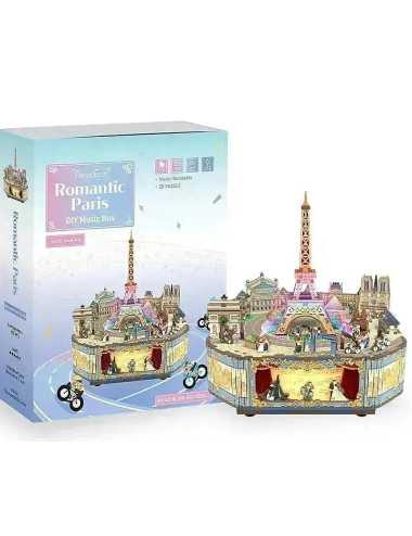 Βιβλιοστάτης Παζλ 3D Ξύλινο Book Nook Romantic Paris Music Box