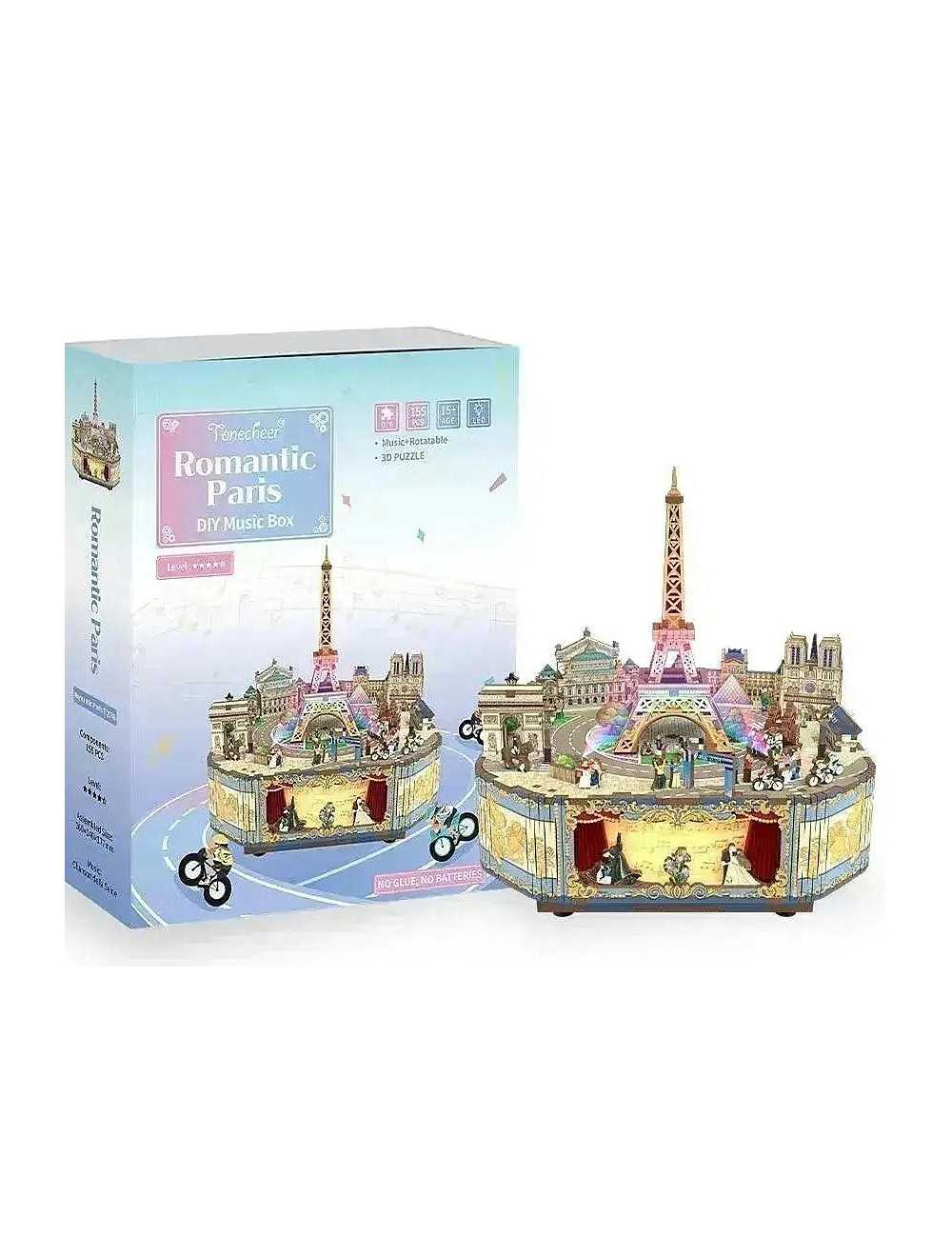 Βιβλιοστάτης Παζλ 3D Ξύλινο Book Nook Romantic Paris Music Box
