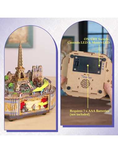 Βιβλιοστάτης Παζλ 3D Ξύλινο Book Nook Romantic Paris Music Box