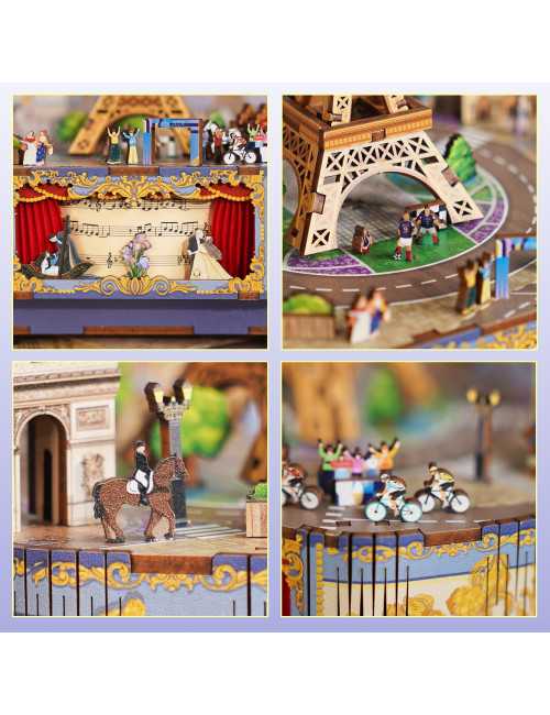 Βιβλιοστάτης Παζλ 3D Ξύλινο Book Nook Romantic Paris Music Box