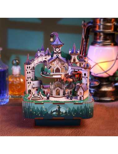 Βιβλιοστάτης Παζλ 3D Ξύλινο Book Nook Music Box Magical Castle