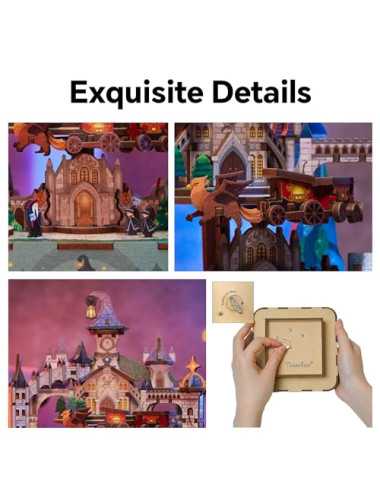 Βιβλιοστάτης Παζλ 3D Ξύλινο Book Nook Music Box Magical Castle