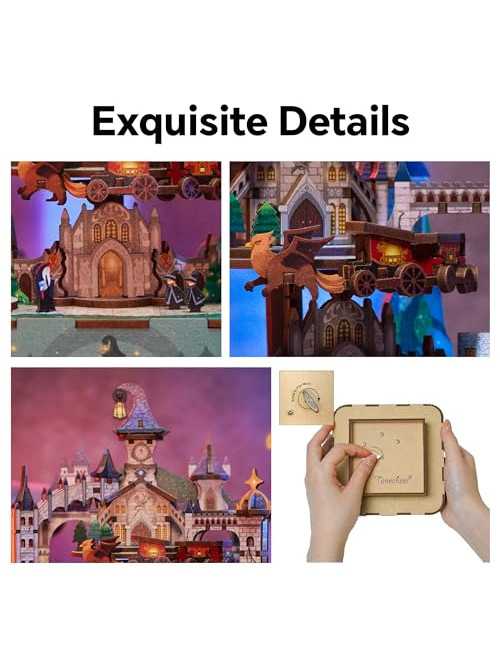 Βιβλιοστάτης Παζλ 3D Ξύλινο Book Nook Music Box Magical Castle