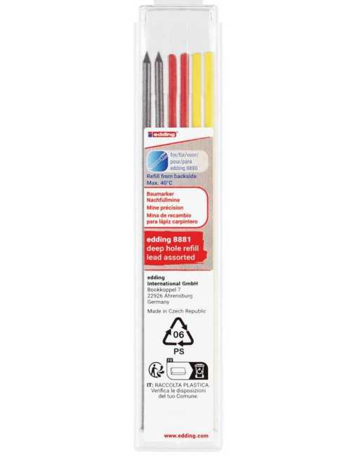 Μύτες edding 2.8mm HB Γραφίτη Κόκκινη Κιτρινη 6τ