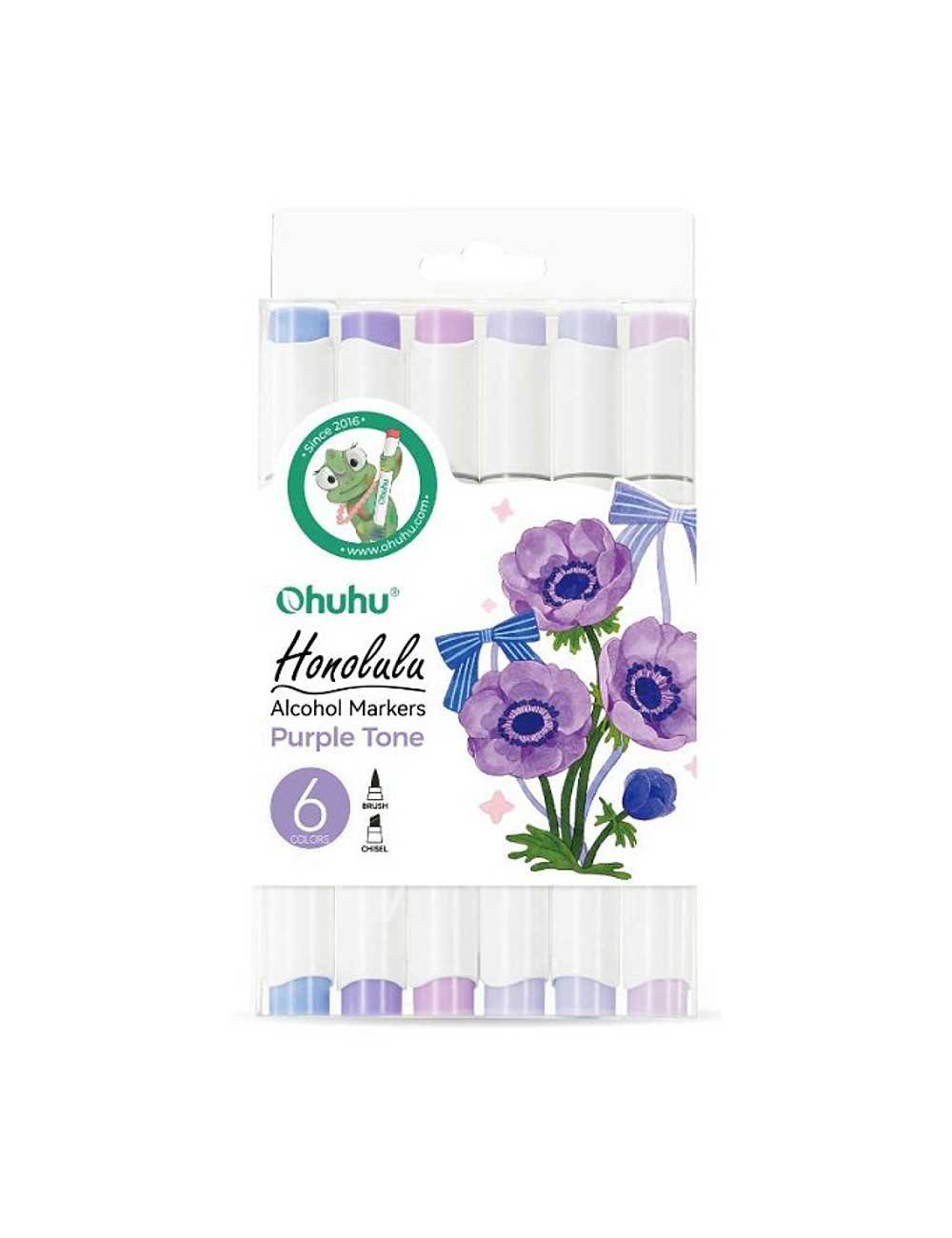 Μαρκαδόροι Ohuhu 6χρ Διπλής Μύτης Brush-Chisel 6 Purple Tones