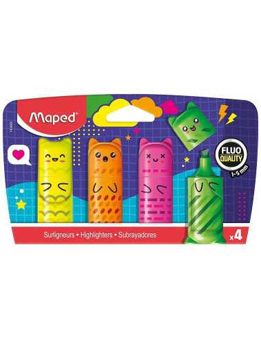 Μαρκαδόροι Maped Υπογράμμισης Fluo’Peps Kawaii Mini 4τ