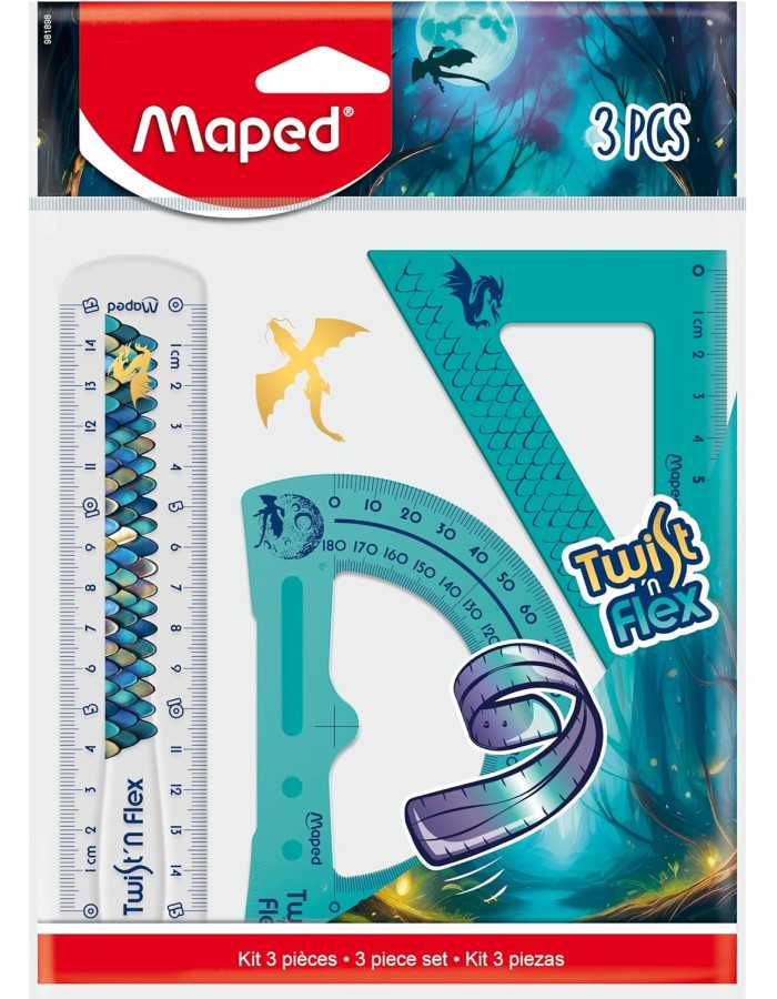 Σετ Γεωμετρικών Οργάνων Maped 15cm Twist & Flex Dragon 3τεμ