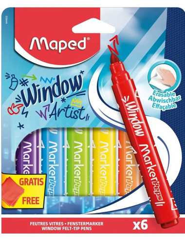 Μαρκαδόροι Maped 6χρ Color’Peps Window για Τζάμι