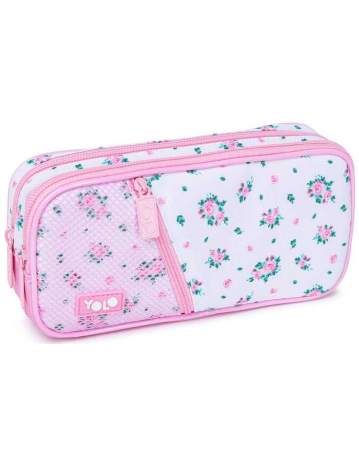 Κασετίνα Yolo Box Τριπλή Pink Flowers