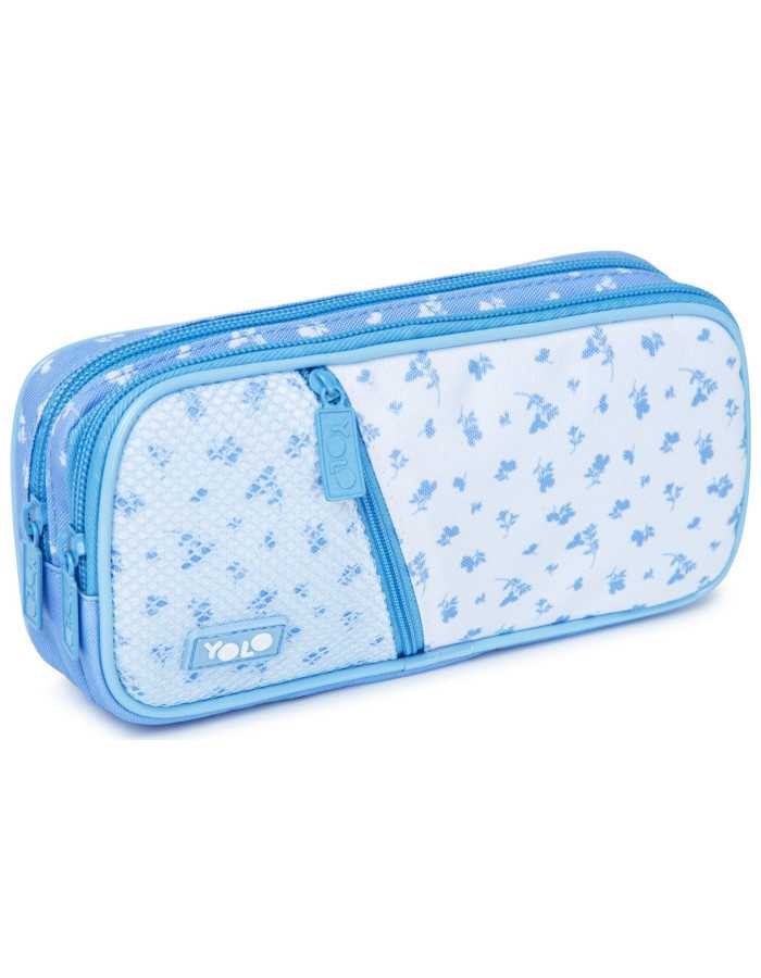 Κασετίνα Yolo Box Τριπλή Blue flowers