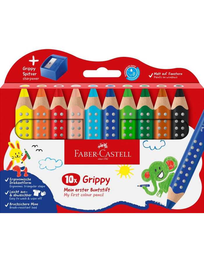 Ξυλομπογιές Faber Castell 10χρ Grippy Με Ξύστρα
