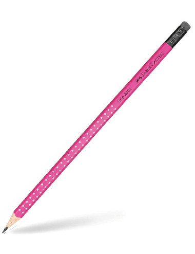 Μολύβι Faber Castell Grip 2001 ΗΒ με Γόμα Magenta